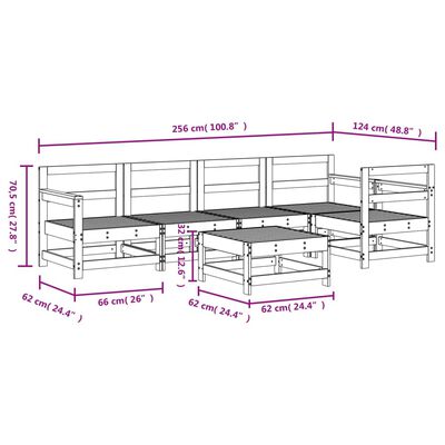 vidaXL Sodo poilsio baldų komplektas, 6 dalių, pilkas, pušies masyvas