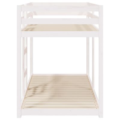 vidaXL Dviaukštė lova, balta, 90x200cm, pušies medienos masyvas