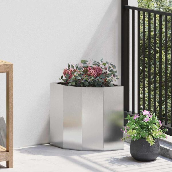 vidaXL Kampinė Vazonas Sidabro 30 x 30 x 35 cm Nerūdijantis plienas