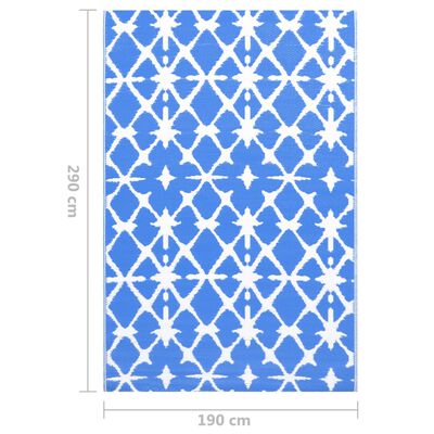 vidaXL Lauko kilimas, mėlynos ir baltos spalvos, 190x290cm, PP