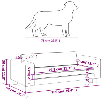 vidaXL Lova šunims su prailginimu, kreminė, 100x50x30cm, aksomas
