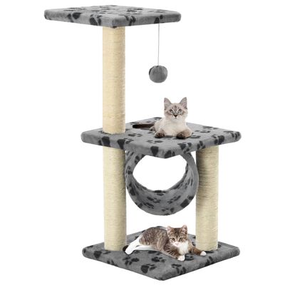 vidaXL Draskyklė katėms su stovais iš sizalio, 65cm, pilkos sp. pėdut.