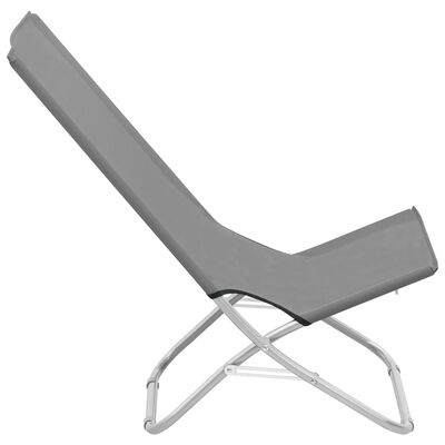 vidaXL Sulankstomos paplūdimio kėdės, 2vnt., pilkos spalvos, audinys