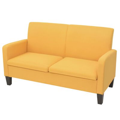 vidaXL Dvivietė sofa, 135x65x76, geltonos spalvos