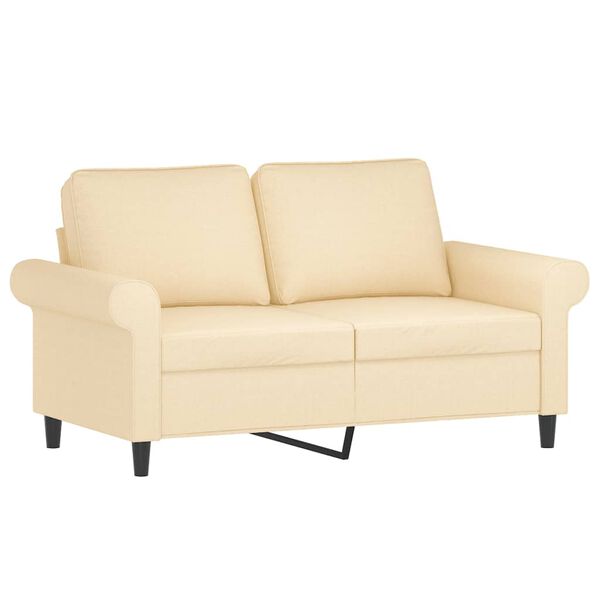 vidaXL Dvivietė sofa su pagalvėmis, kreminė, 120cm, audinys