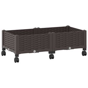vidaXL Sodo puodynė su ratukais Ruda 80 x 40 x 29 cm PP