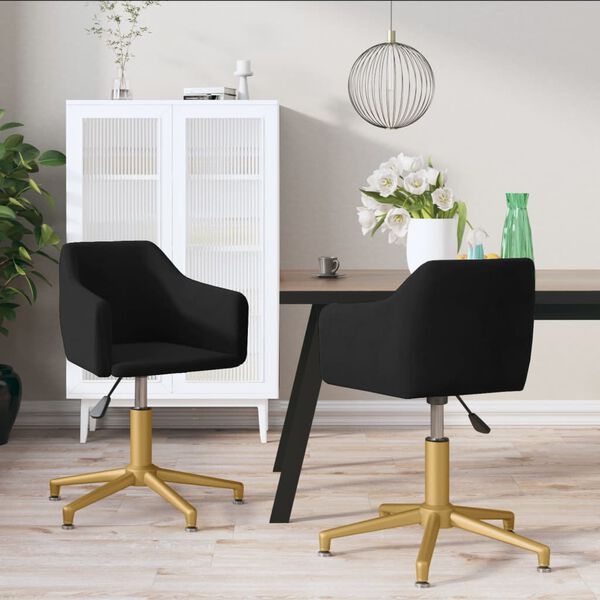 vidaXL Pasukamos valgomojo kėdės, 2vnt., juodos spalvos, aksomas