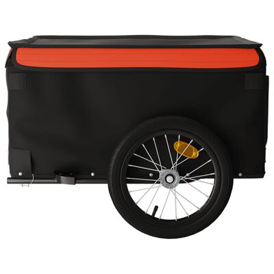vidaXL Dviračio priekaba, juodos ir oranžinės spalvos, 45kg, geležis