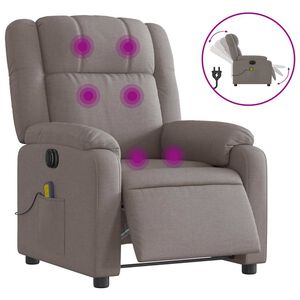 vidaXL Elektrinis atlo&scaron;iamas masažinis krėslas, taupe, audinys