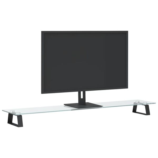 vidaXL Monitoriaus stovas, juodas, 100x20x8cm, stiklas ir metalas