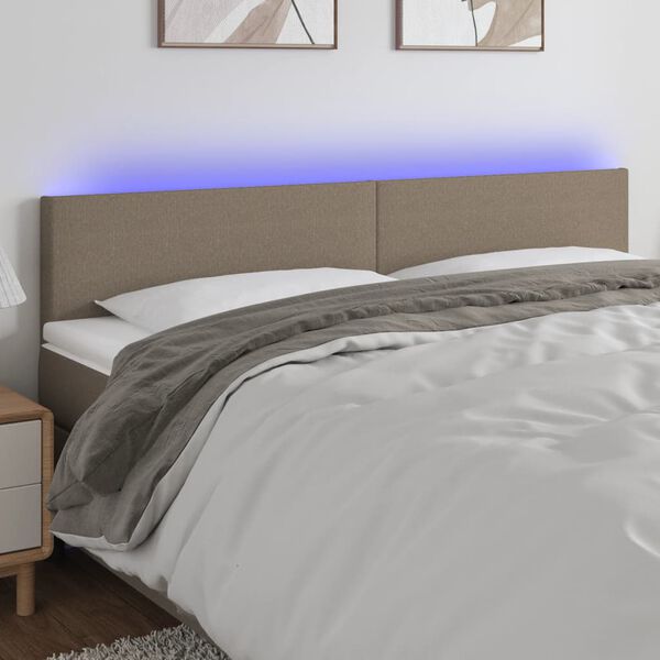 vidaXL Galvūgalis su LED, taupe spalvos, 160x5x78/88cm, audinys