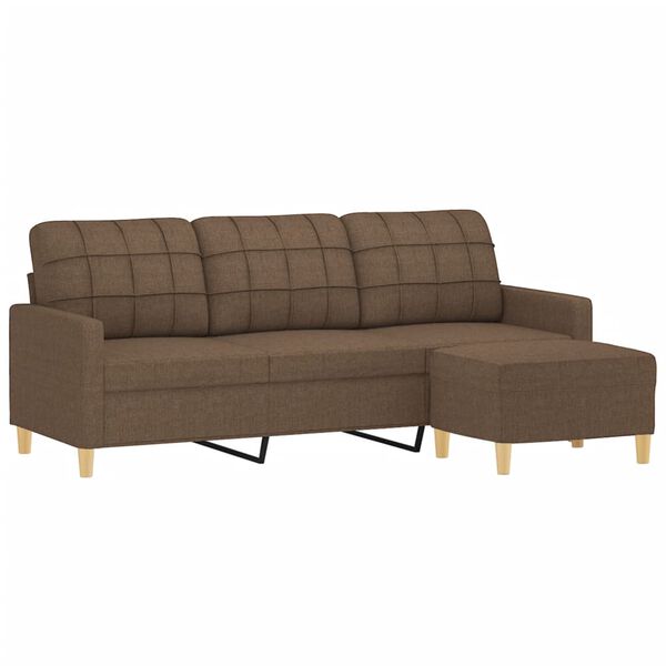 vidaXL Trivietė sofa su pakoja, rudos spalvos, 180cm, audinys