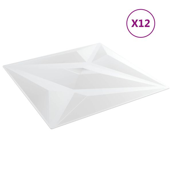 vidaXL Sienų plok&scaron;tės 12 pcs Baltas Star 50 x 50 cm XPS Putplastis