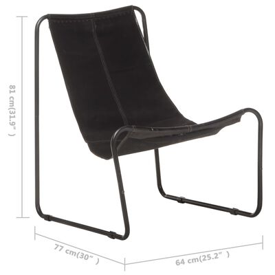 vidaXL Poilsio kėdė, juodos spalvos, tikra oda