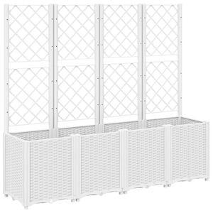 vidaXL Sodo lovelis su treliažu, baltos spalvos, 160x40x140cm, PP