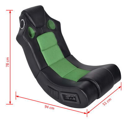 vidaXL Supama kėdė, juoda ir žalia, garso jungtis, dirbtinė oda
