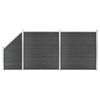 vidaXL Tvoros segmentų rinkinys, juodos spalvos, 446x(105-186)cm, WPC