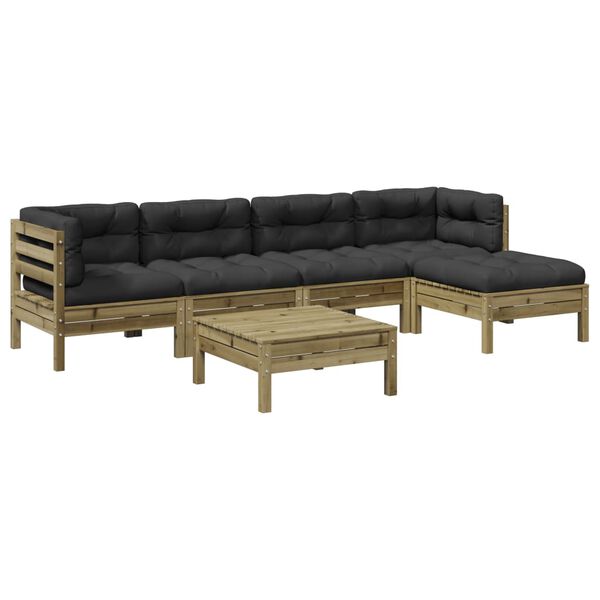 vidaXL Sodo sofos komplektas su pagalvėlėmis, 6 dalių, pu&scaron;is