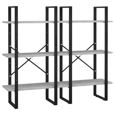 vidaXL Sandėliavimo lentynos, 2vnt., pilkos, 60x30x210cm, mediena