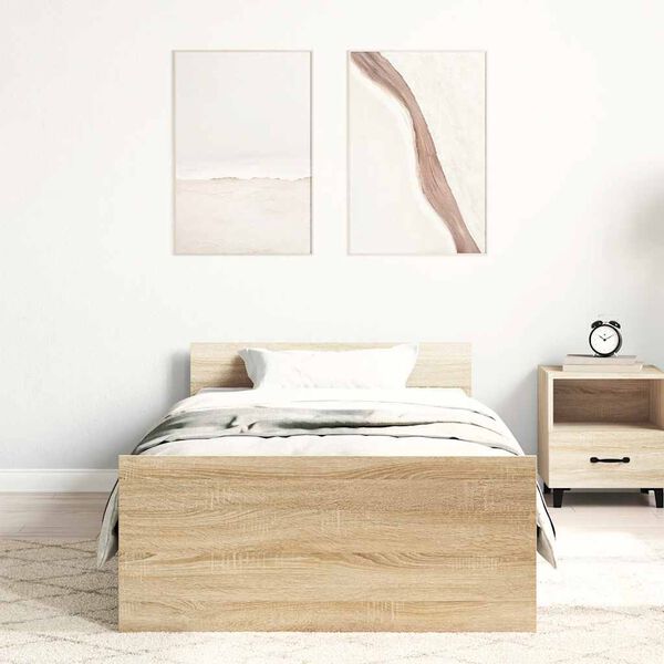 vidaXL Lovos rėmas be čiužinio, sonoma, 100x200cm, apdirbta mediena