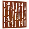 vidaXL Sodo sienos dekoracija, 55x55cm, corten plienas, bambukas