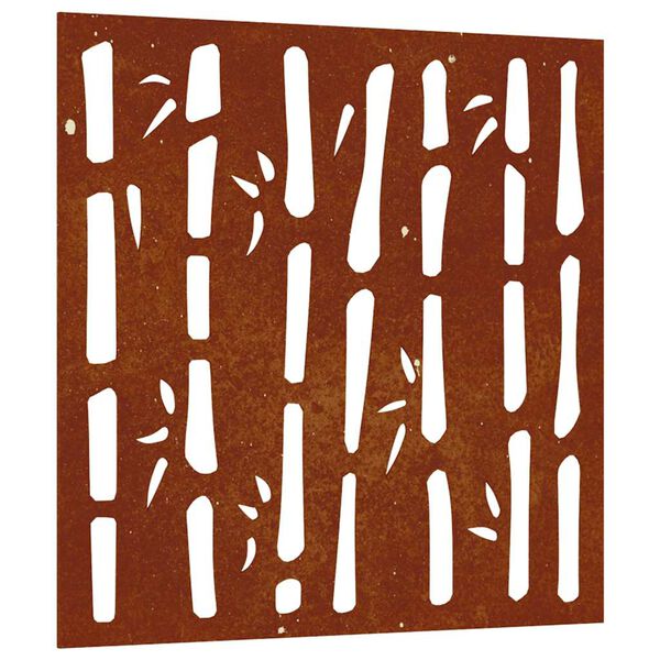 vidaXL Sodo sienos dekoracija, 55x55cm, corten plienas, bambukas