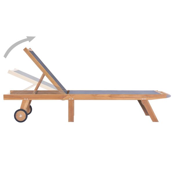 vidaXL Saulės gultai su ratukais, 2vnt., tikmedis ir tekstilenas