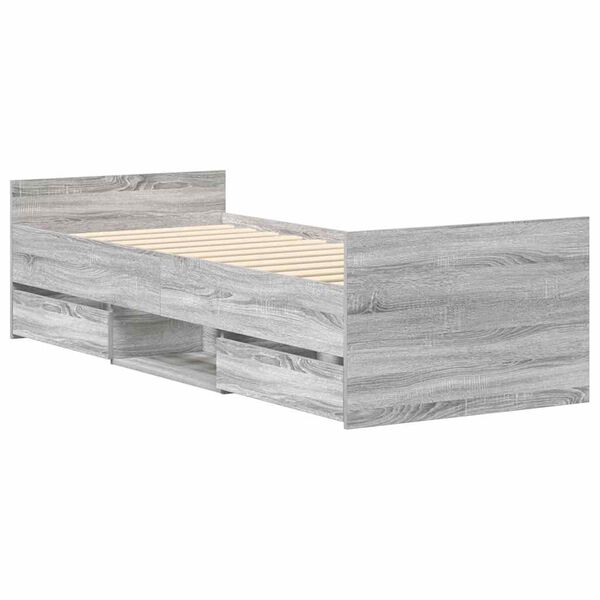 vidaXL Lovos rėmas su galvūgaliu ir kojūgaliu, pilkas, 90x190cm