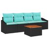 vidaXL Sodo Sofų Rinkinys 5 vnt. Juoda poliratanas