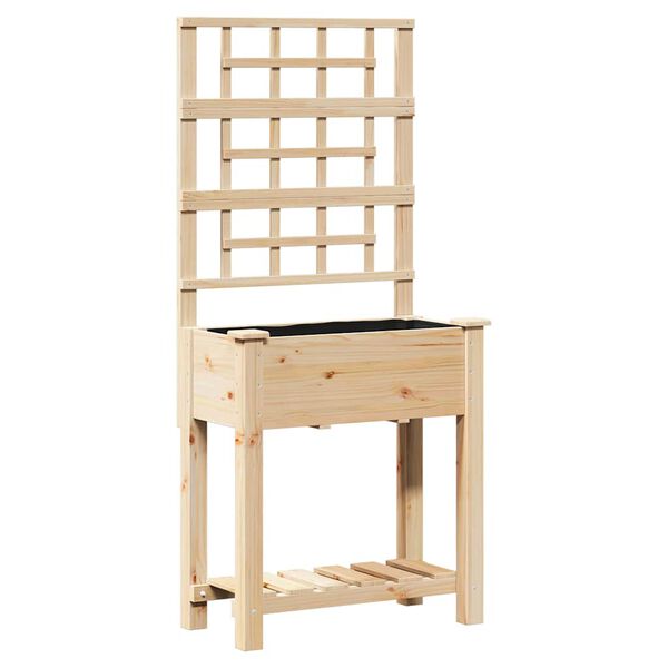 vidaXL Sodo vazonas su lentyna Smėlio 71 x 38 x 152 cm Kieta pušis