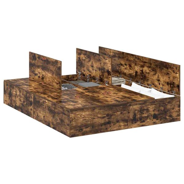 vidaXL Lova su daiktų laikymo vieta Rūkyta ąžuolas 160 x 200 cm