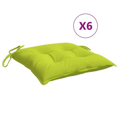 vidaXL Kėdės pagalvėlės, 6vnt., ryškiai žalios, 50x50x7cm, audinys