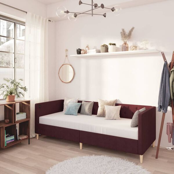 vidaXL Lova su čiužiniu ir USB i&scaron;vestimi, violetinė, 90x200cm, audinys