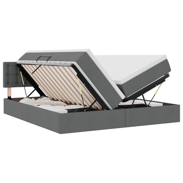 vidaXL Saugos lova su čiužiniu Tamsiai pilka 200 x 200 cm Dirbtinė oda