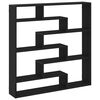 vidaXL Sieninė lentyna, 7 skyrių, juodos, mediena, kubo formos
