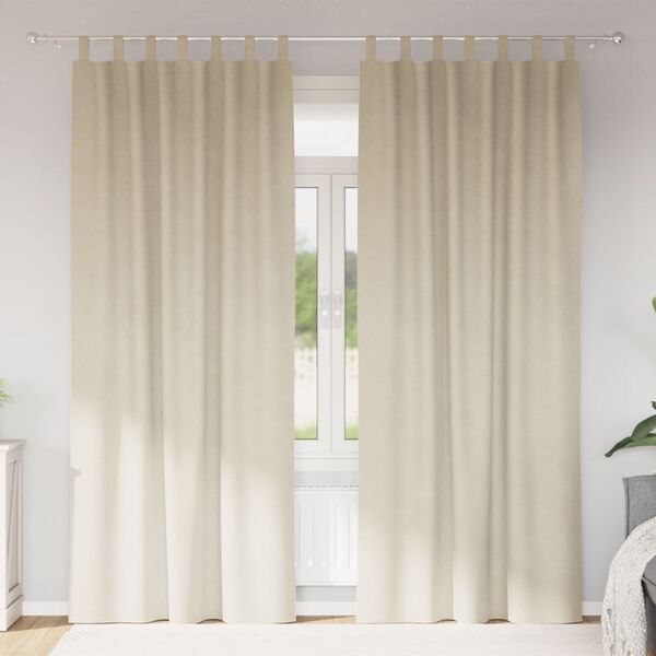 vidaXL Užtemdymo užuolaidos 2 pcs Kreminė 140 x 245 cm Aksomas