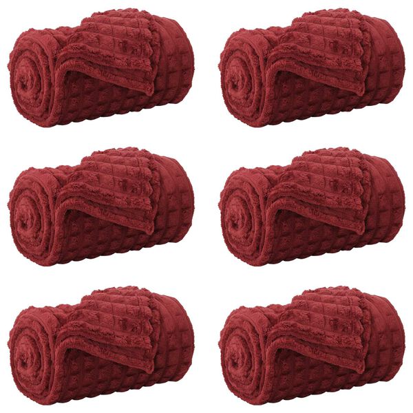 vidaXL Mesti antklodės 6 pcs Bordo raudona 240 x 220 cm Flysas