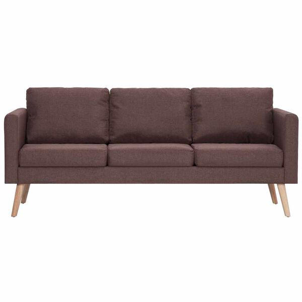 vidaXL Trivietė sofa, ruda, audinys