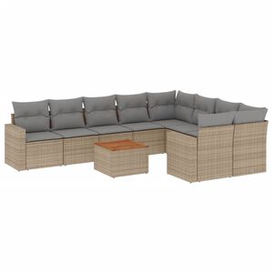 vidaXL Patio Sofa Set 9 vietos Smėlio ir pilkos spalvos mi&scaron;inys