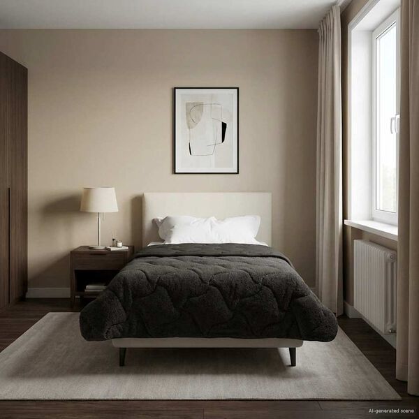 vidaXL Pilna metų antklodė Tik&scaron;tas Antracitas 155 x 220 cm