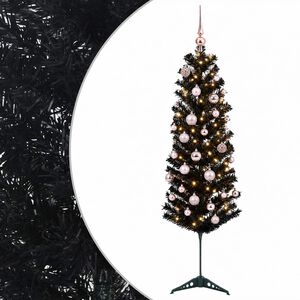 vidaXL Dirbtinė siaura kalėdinė eglutė su žaisliuku 150 cm 150 LED