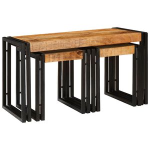 vidaXL Suklijuotas stalas 3 vnt. Ruda ir juoda 82 x 40 x 45 cm