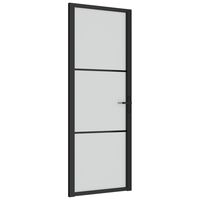 vidaXL Vidaus durys, juodos, 76x201,5cm, matinis stiklas ir aliuminis