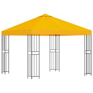vidaXL Pavėsinė 3 x 3 m Geltona Poliesteris ir plienas 190 gsm