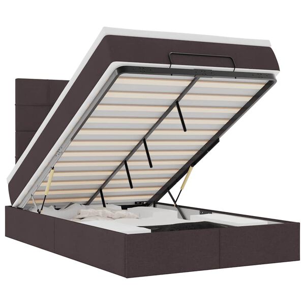 vidaXL Osmanų lovos rėmas su čiužiniu, rudas, 120x190 cm, audinys