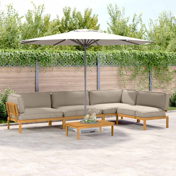 vidaXL Sofos komplektas su pagalve 5 pcs Taupe Kietos akacijos mediena