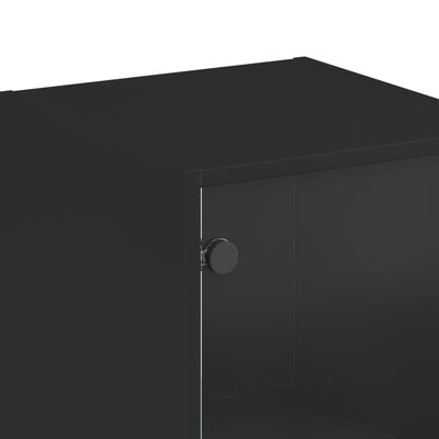 vidaXL Komoda su stiklinėmis durelėmis, juodos spalvos, 35x37x142cm