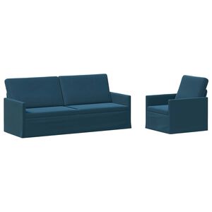 vidaXL Sofos komplektas 2 pcs Mėlyna Aksomas