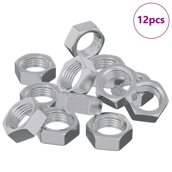 vidaXL Hex veržlė 12 pcs Sidabro M6 Metalas