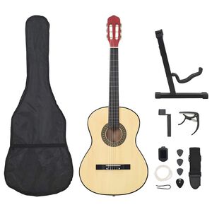 vidaXL Klasikinės gitaros rinkinys pradedantiesiems, 12 dalių, 4/4 39"